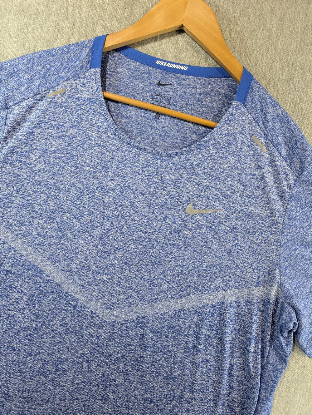 Nike Running Dri-Fit T-Shirt Men's XL Heathered Blue Reflective